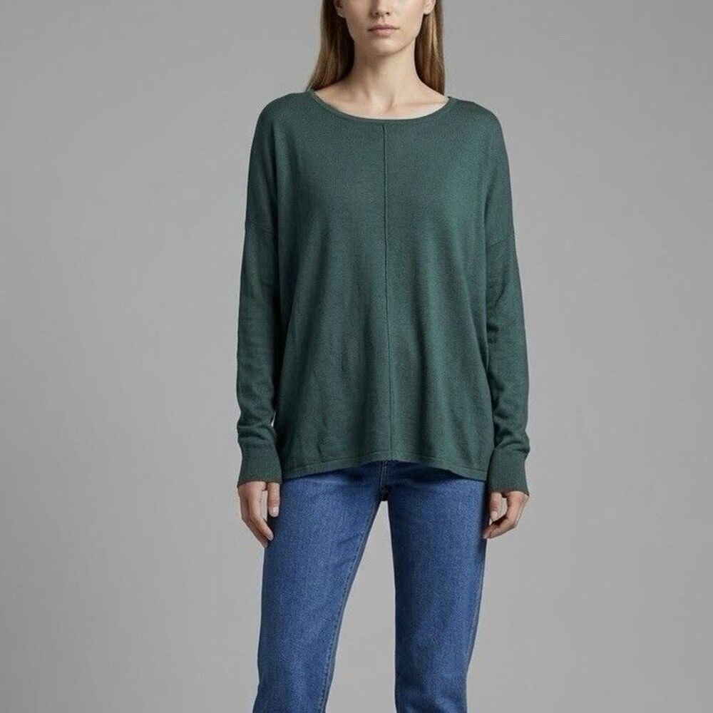 H&M Long Sleeve Blouse Small Green Ribbed Knit Tunic Casual Whimsigoth Earthy
